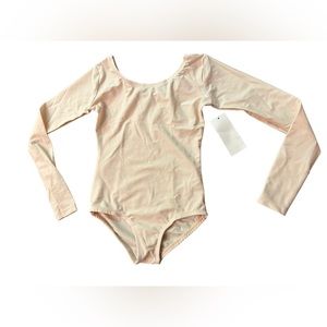 LEVERT pale pink/nude girls size medium long sleeve dance ballet leotard NWT